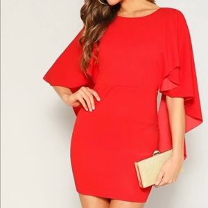 Backless Caped Bodycon Dress